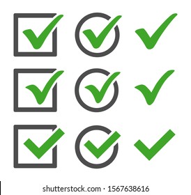 Set of check mark icon. Vector illustration set
