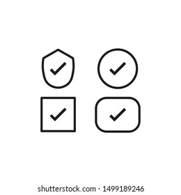 Set check mark icon white background.Vector illustration