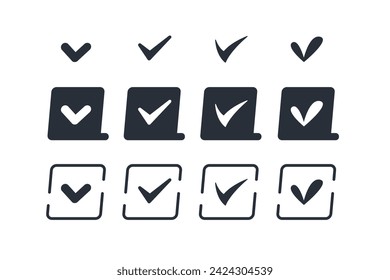 Set Check Mark icon. Yes sign, Approved icon. Success Accept, agree on application. Vector illustration