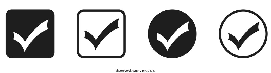 Conjunto de iconos de marca de verificación aislados en fondo blanco. Ilustración vectorial. Icono aprobado en diseño plano