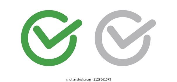 A set of check mark icons. Success and authentication. Vectors.