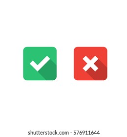 Set of check mark icons. Tick and cross