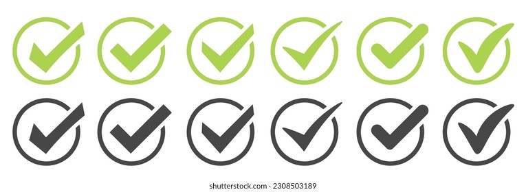 Set of check mark icons. Vector