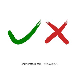 Conjunto de la marca de verificación ilustración vector.color verde y rojo. 