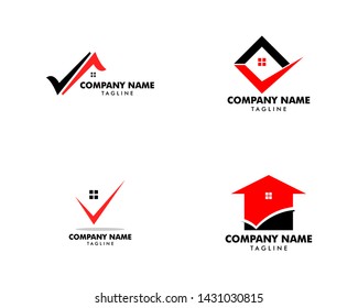 Set of Check Mark Real Estate Logo Template