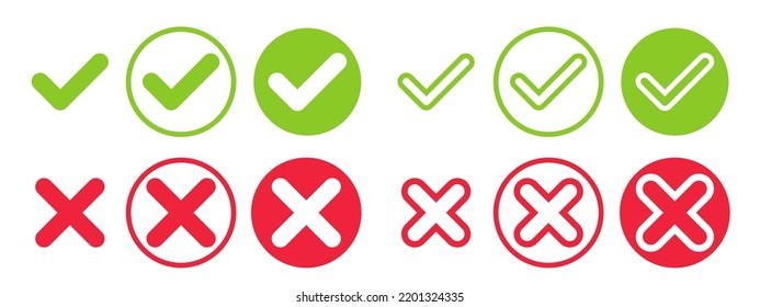 Set of check mark and red cross. Symbol button for any necessity.