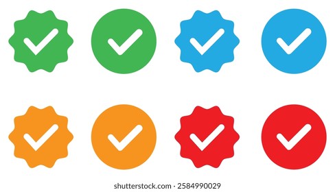Set of check mark, tick symbol vector icon.