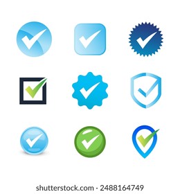 Set of Check mark vector icon logo design illustration