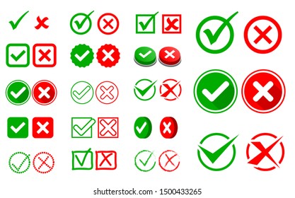set of check mark or wrong and right sign option concept. easy to modify
