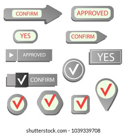 A set of check marks or arrows icons, isolated on a white background. Vector illustration.