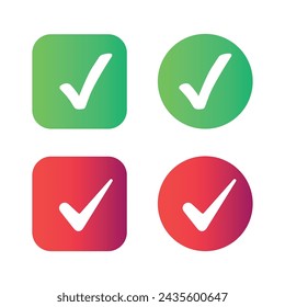 Set of check marks circles and boxes