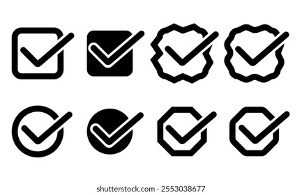 set of check marks on different backgrounds square and round
Vector icons of check marks