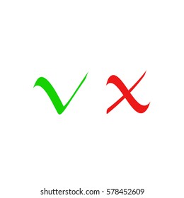 Set of check marks. Tick and cross icons