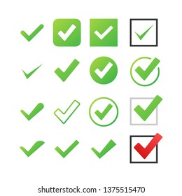 Set Check Marks or Ticks. Tick symbol, grunge check mark. Vector stock illustration.
