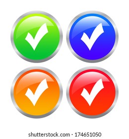 Set of check marks, ticks, yes, vote - vector buttons