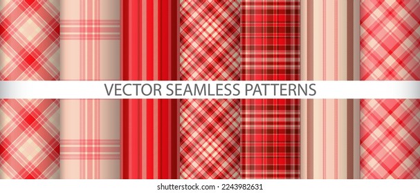 Establecer el vector de comprobación sin interrupciones. Tartán textil. Colección de yemas de fondo de tejido.