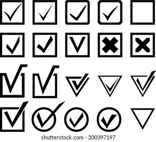 Set of check and select symbols
