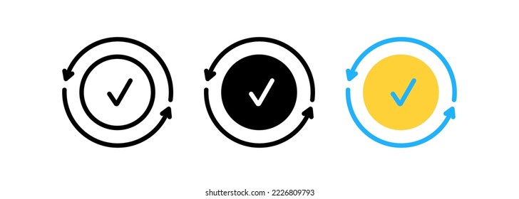 Set of check, tick icons for web and mobile apps.Blue,black and white vector flat check mark icons.