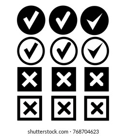 set check vector icon. used shapes - circle, rectangle