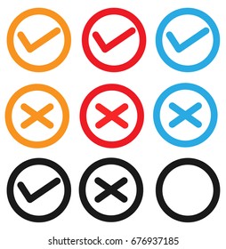 set checkbox icon on white background. set checkbox icon sign. check mark icon.