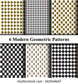 Set of Checked Geometric Patterns. Vector Illustration