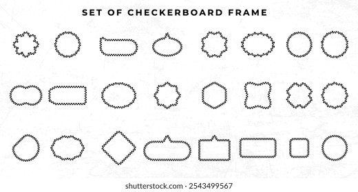 set of checkerboard border frame template