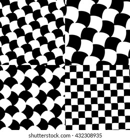 Set of checkered / black-white patterns. Editable vector.