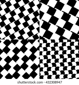 Set of checkered / black-white patterns. Editable vector.