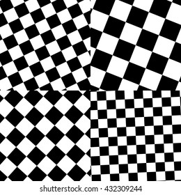 Set of checkered / black-white patterns. Editable vector.