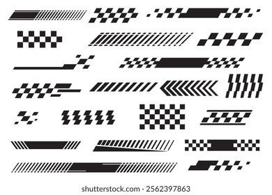 set checkered flag designs, racing stripe speed, finish line motorsport