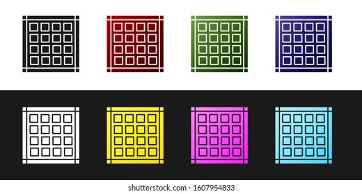 Set Checkered napkin icon isolated on black and white background.  Vector Illustration