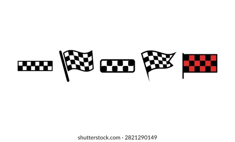 Set of checkered racing flags and patterns for sports competitions
