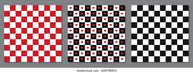 Set of checkered retro 1970s style abstract backgrounds