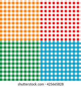 Set of checkered seamless patterns. Plaids, tablecloths. Textile collection. 