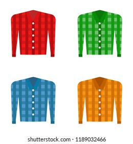 Set of checkered shirts. Shirts with long sleeves. Checkered shirts. Vector illustration. EPS 10.