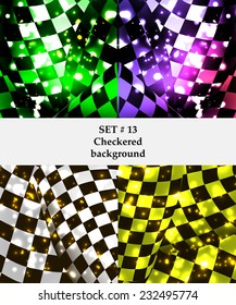 Set of checkered vector flag background. Sport wallpaper set eps10