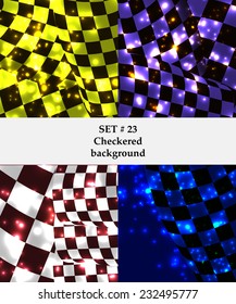 Set of checkered vector flag background. Sport wallpaper set eps10