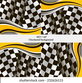 Set of checkered vector flag background. Sport wallpaper set eps10