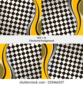 Set of checkered vector flag background. Sport wallpaper set eps10