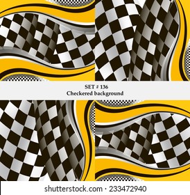 Set of checkered vector flag background. Sport wallpaper set eps10