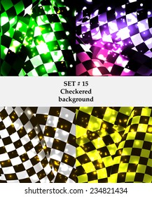 Set of checkered vector flag background. Sport wallpaper set eps10
