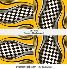 Set of checkered vector flag background. Sport wallpaper set eps10