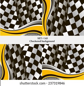 Set of checkered vector flag background. Sport wallpaper set eps10