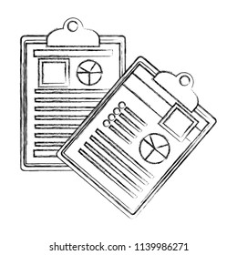 set of checklist with document file and statistics pie graphic