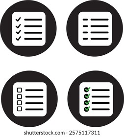 set checklist icon. black vector icon, flat design best vector icon