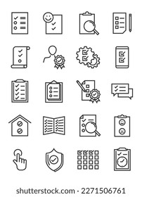 Set of checklist icon. To do list in activities. Line stroke symbol vector illustration. 640x640 pixel.