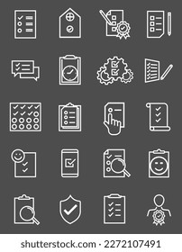 Set of checklist icon. To do list in activities. Silhouette line stroke symbol vector illustration. 640x640 pixel.