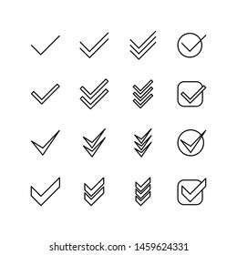 Set of checklist line icon design. Agreement mark vector illustration. Black outline vector icons, isolated against the white background.