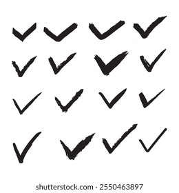 Satz von handgezeichnetem Checklistensymbol einzeln auf weißem Hintergrund