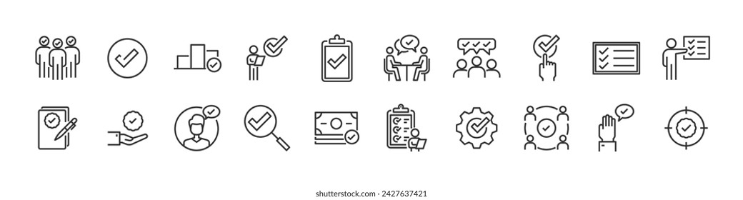 set of checkmark icons, approve, validate, 